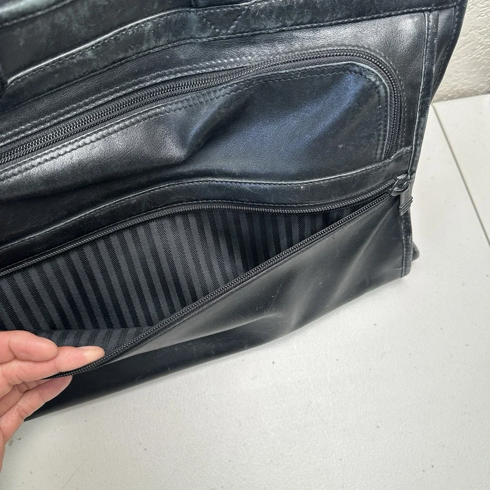 Vintage TUMI 9602D3 Napa Leather Laptop Briefcase Organizer Black Office Work